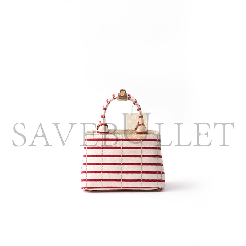 Pra*a jardiniÈre striped cotton canvas mini bag 1ba038 (22*15*13cm)